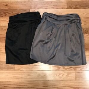 Black and Grey Silky High Waist Skirts Bundle Grey Size Large, Black Size Medium